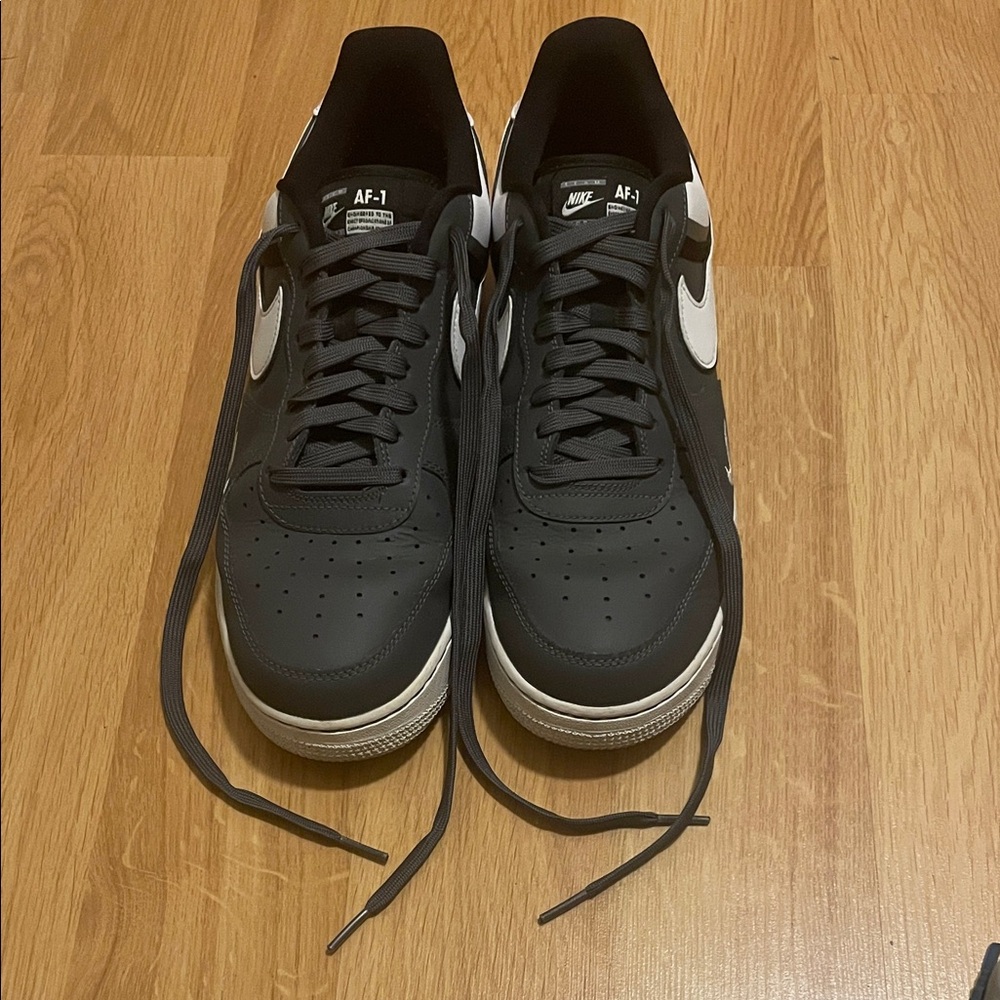 Nike Grey and White Air Force 1 Sneakers